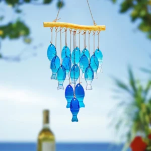Blue glass sea wind chimes